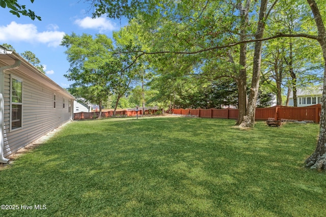 view of yard featuring a fenced backyard