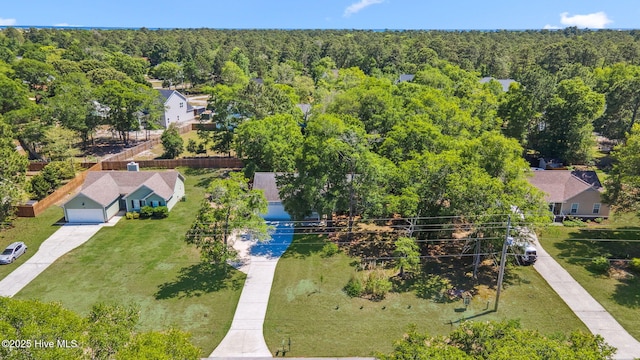aerial view with a forest view