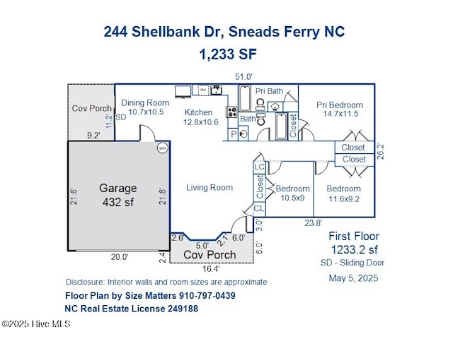 244 Shellbank Dr, Sneads Ferry, NC 28460 - room layout