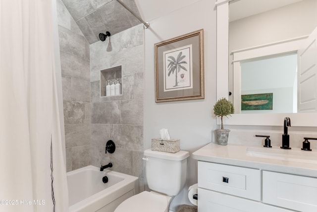 266 Twining Rose Ln, Holly Ridge, NC 28445 - bathroom with toilet, shower / bathtub combination with curtain, and vanity