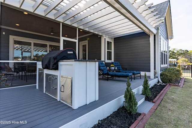 266 Twining Rose Ln, Holly Ridge, NC 28445 - deck featuring a pergola and fence