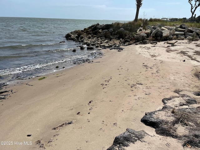 property view of water featuring a beach view