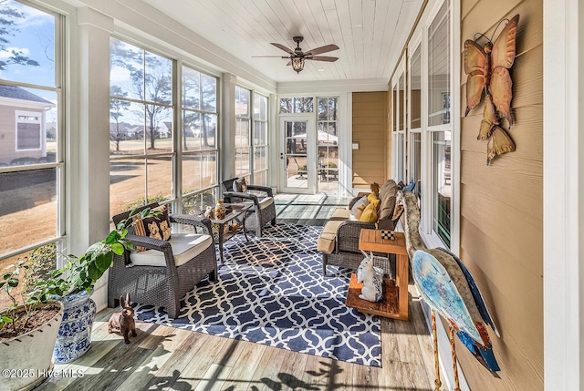 9353 Honey Tree Ln NW, Calabash, NC 28467 - sunroom / solarium featuring a ceiling fan