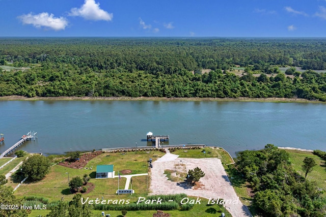302 NE 60th St, Oak Island, NC 28465 - drone / aerial view of a heavily wooded area and a nearby body of water