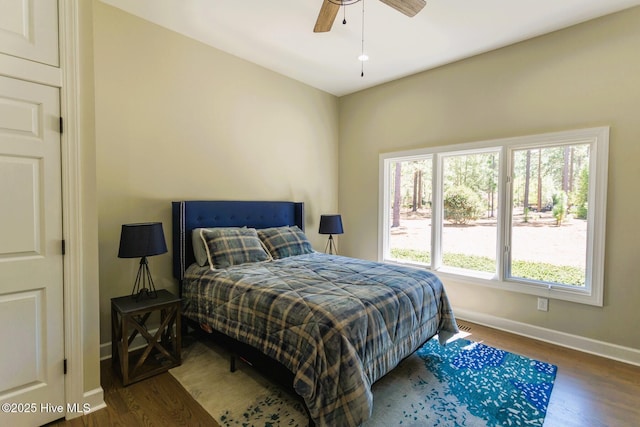 86 Sakonnet Trl, Pinehurst, NC 28374 - bedroom featuring baseboards, wood finished floors, and a ceiling fan