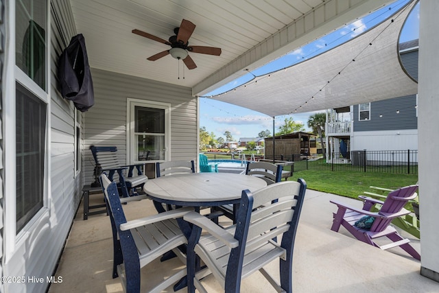 442 Crows Nest Ln, Sneads Ferry, NC 28460 - view of patio / terrace featuring outdoor dining space and ceiling fan