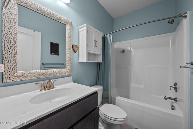442 Crows Nest Ln, Sneads Ferry, NC 28460 - bathroom with shower / tub combo with curtain, vanity, and toilet