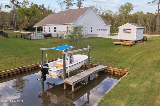 442 Crows Nest Ln, Sneads Ferry, NC 28460 - dock area with boat lift and a water view