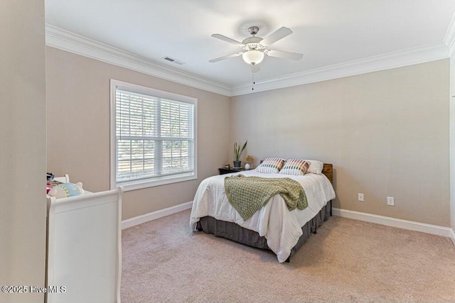 320 Thorne Rd, Pinehurst, NC 28374 - carpeted bedroom with ornamental molding, baseboards, and ceiling fan