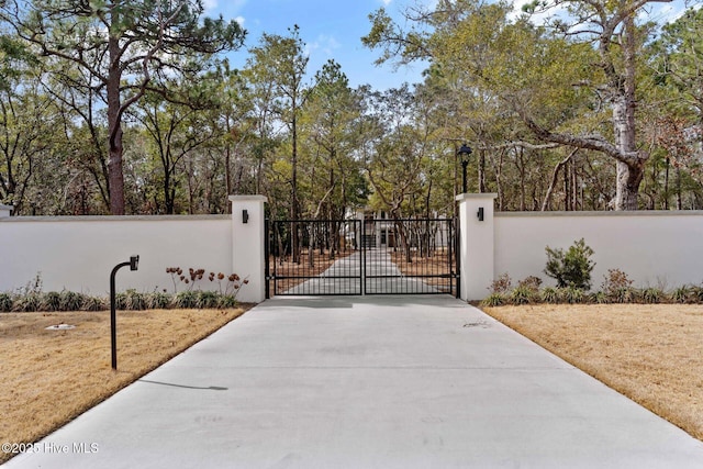 view of gate featuring a fenced front yard