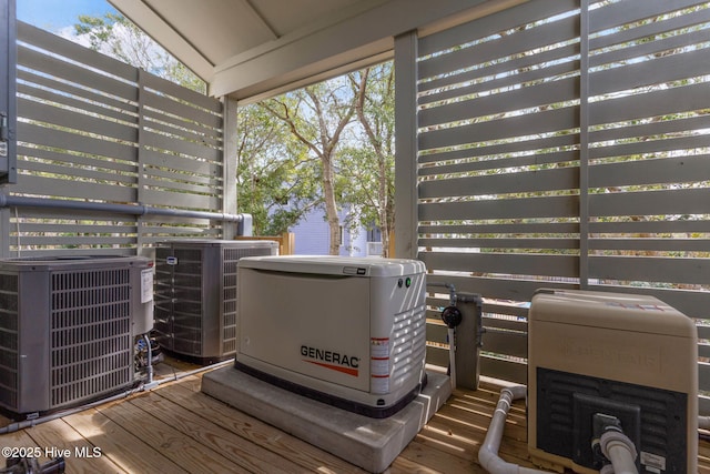 wooden deck with central AC