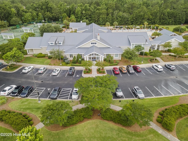 7801 Harrier Cir, Leland, NC 28451 - birds eye view of property featuring a forest view