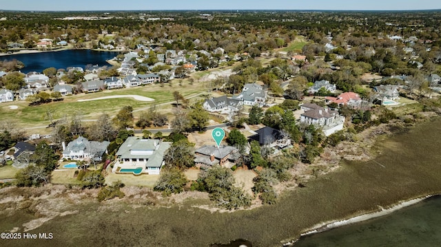 1409 Landfall Dr, Wilmington, NC 28405 - aerial view of property's location with a large body of water, nearby suburban area, and a golf club