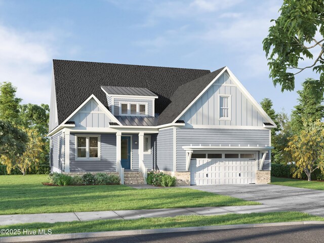 1462 Pinecroft Ln SE, Bolivia, NC 28422 - craftsman-style house featuring driveway, board and batten siding, a front yard, and an attached garage