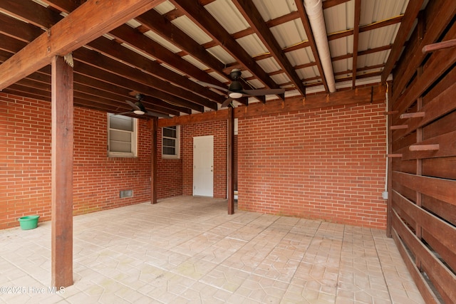 view of patio featuring a ceiling fan