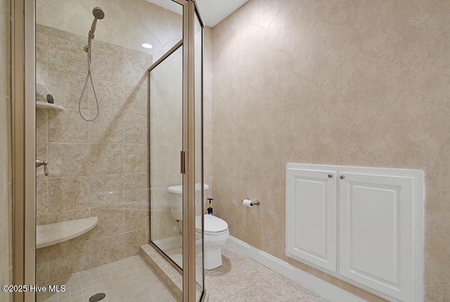 4021 Alastaire Cv, Leland, NC 28451 - full bath featuring tile patterned flooring, a shower stall, toilet, and baseboards
