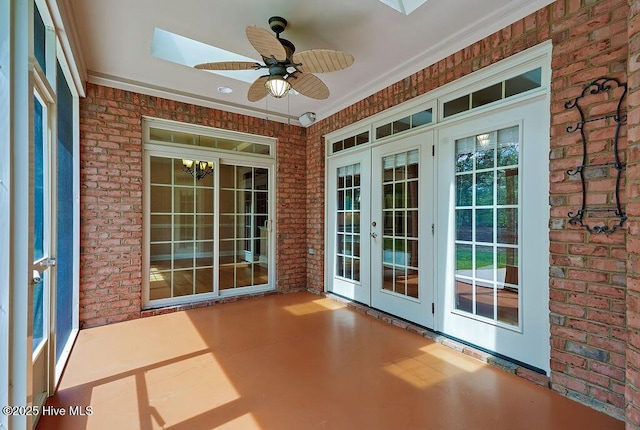 4021 Alastaire Cv, Leland, NC 28451 - unfurnished sunroom featuring a skylight and french doors