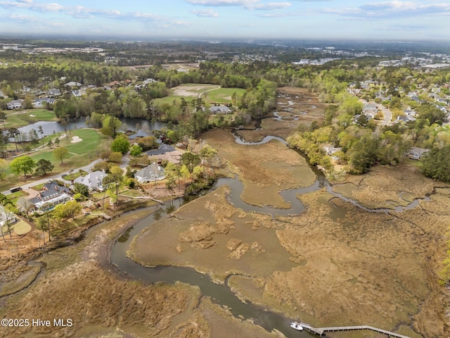 605 Dundee Dr, Wilmington, NC 28405 - aerial view of property's location with a golf club, a nearby body of water, nearby suburban area, and a tree filled landscape