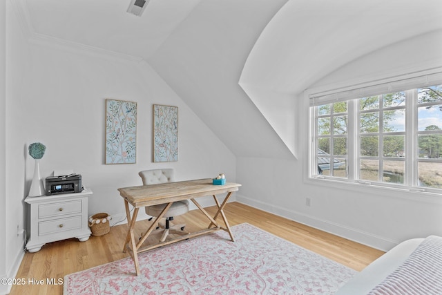 605 Dundee Dr, Wilmington, NC 28405 - office space with vaulted ceiling, wood finished floors, and baseboards