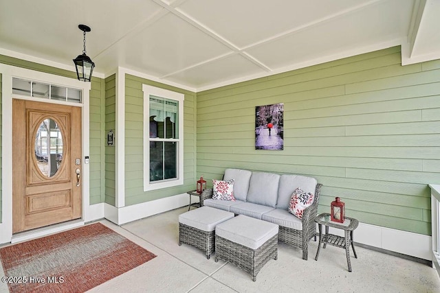 exterior space featuring an outdoor hangout area