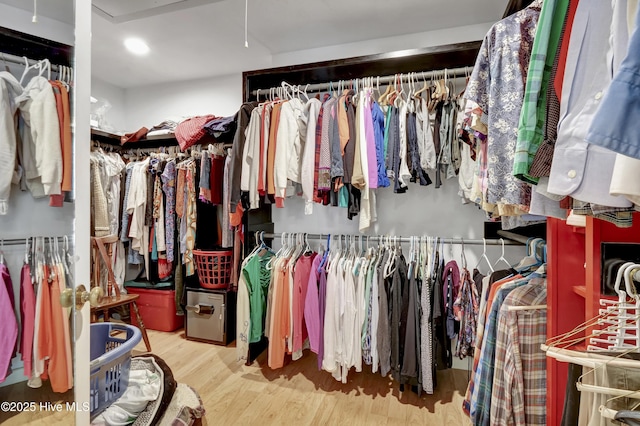 spacious closet with wood finished floors