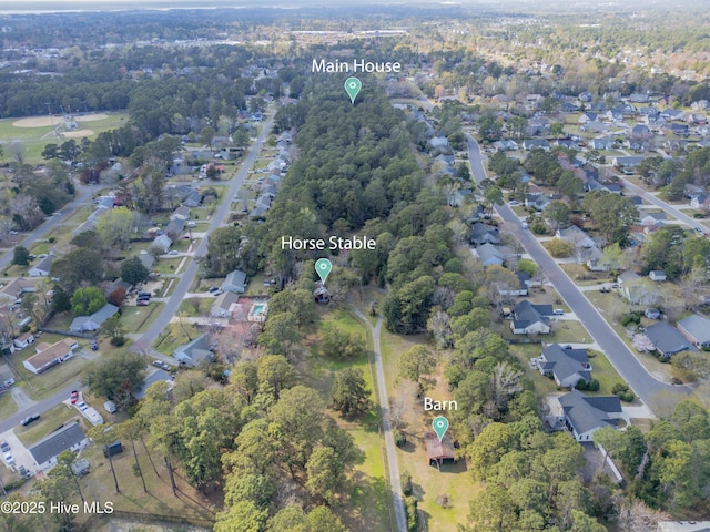 drone / aerial view featuring a residential view