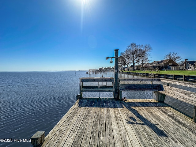 dock area with a water view