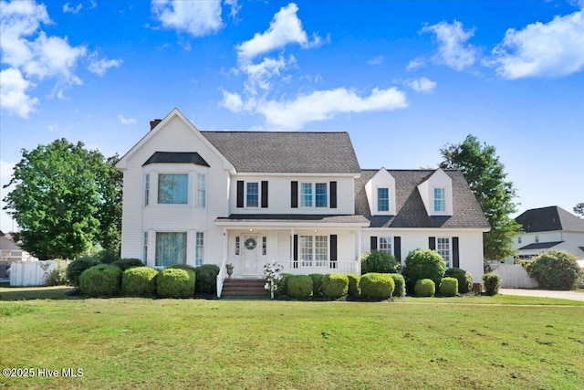 103 Roundtree Ln, Goldsboro, NC 27530 - view of front of property featuring covered porch and a chimney