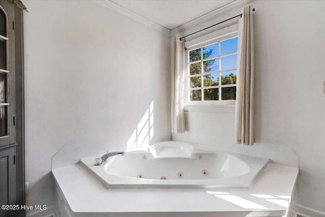 103 Roundtree Ln, Goldsboro, NC 27530 - bathroom with ornamental molding and a whirlpool tub