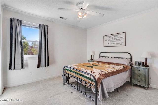 103 Roundtree Ln, Goldsboro, NC 27530 - bedroom with light colored carpet, crown molding, baseboards, and a ceiling fan