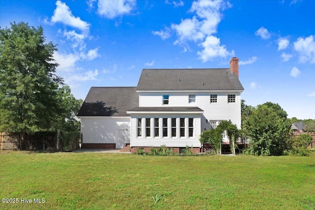 103 Roundtree Ln, Goldsboro, NC 27530 - rear view of house with a chimney, roof with shingles, and crawl space