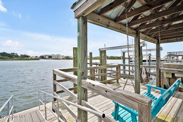 view of dock featuring a water view