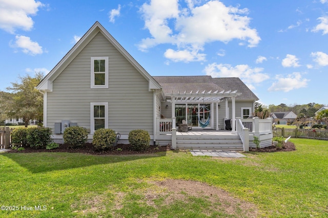 114 Sundance Cir, Hampstead, NC 28443 - back of house with a pergola and a deck