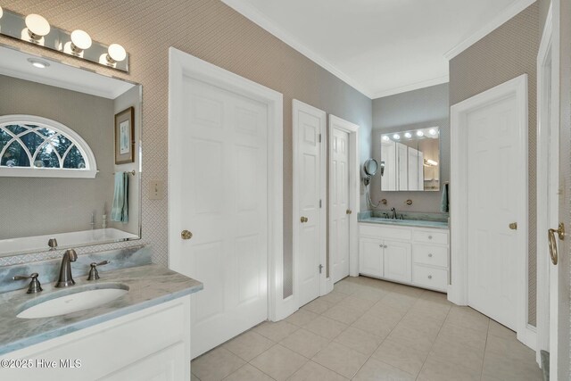 office featuring wallpapered walls, a wainscoted wall, a notable chandelier, and coffered ceiling