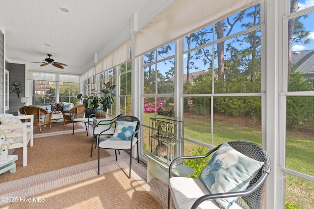 4106 Kittiwake Ct, Southport, NC 28461 - sunroom featuring ceiling fan and an outdoor hangout area