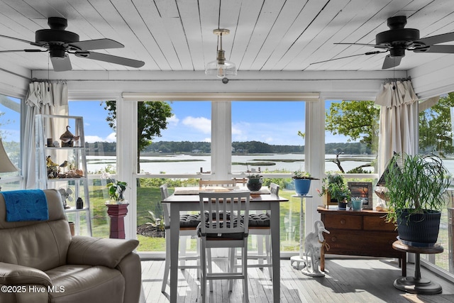 3582 Norman Dr SW, Supply, NC 28462 - sunroom with a water view, hardwood / wood-style flooring, and healthy amount of natural light