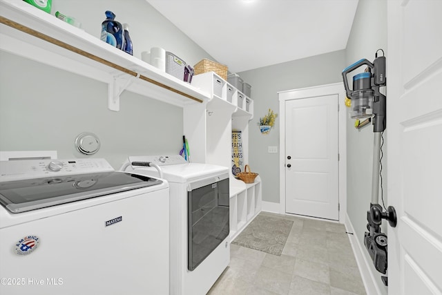 1381 Ellsworth Dr SW, Ocean Isle Beach, NC 28469 - laundry room featuring washer and clothes dryer and baseboards