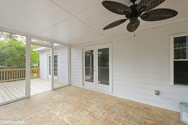 208 Elm St, Whiteville, NC 28472 - unfurnished sunroom with french doors and ceiling fan