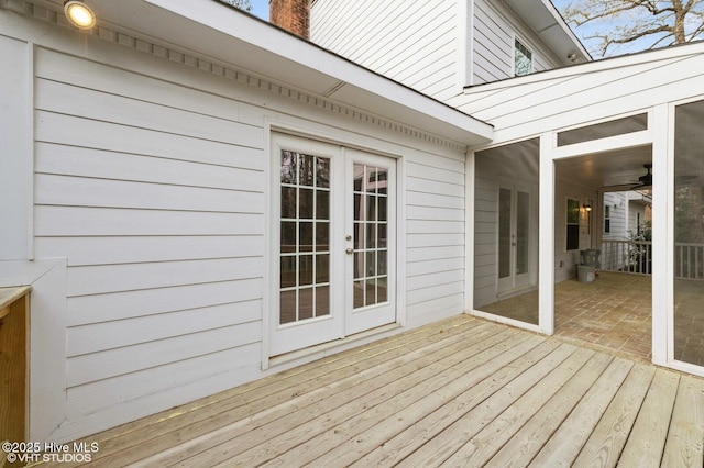 208 Elm St, Whiteville, NC 28472 - wooden deck with french doors