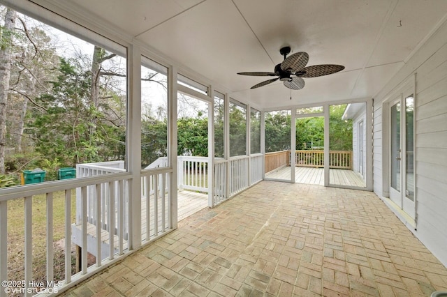 208 Elm St, Whiteville, NC 28472 - unfurnished sunroom featuring a ceiling fan and a wealth of natural light