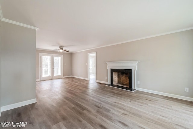 208 Elm St, Whiteville, NC 28472 - unfurnished living room featuring a ceiling fan, crown molding, baseboards, and wood finished floors
