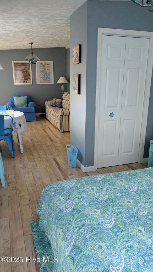 bedroom featuring a closet and wood finished floors
