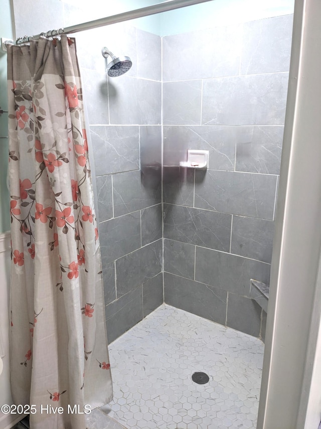 bathroom featuring a shower stall