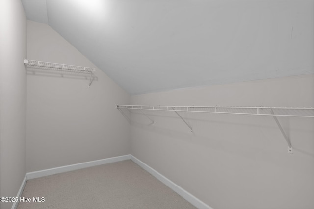 512 Village Green Dr Unit A, Morehead City, NC 28557 - walk in closet featuring vaulted ceiling and carpet