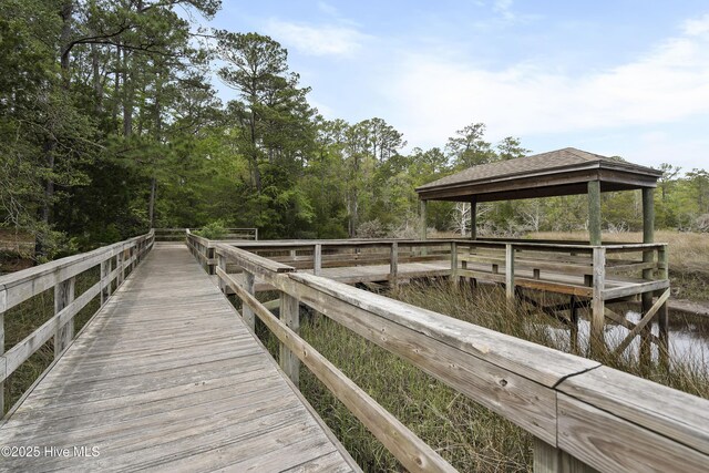 view of dock with a gazebo
