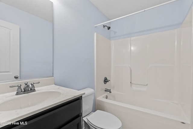 141 Trevor Way, Moyock, NC 27958 - bathroom with vanity, toilet, and bathtub / shower combination