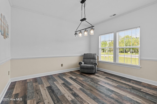 141 Trevor Way, Moyock, NC 27958 - unfurnished room featuring baseboards, dark wood-style flooring, crown molding, and visible vents