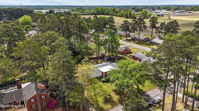 bird's eye view of a tree filled landscape