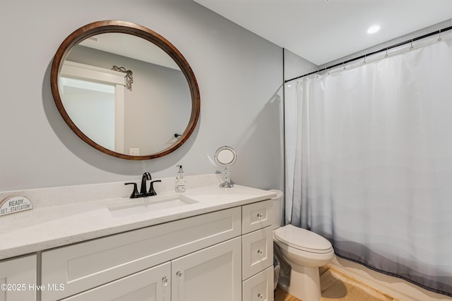 392 Blossom Tree Ln SE, Bolivia, NC 28422 - bathroom featuring toilet, vanity, and a shower with shower curtain