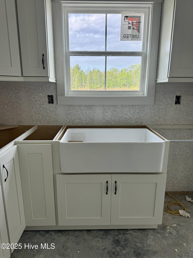 kitchen with white cabinets and a healthy amount of sunlight